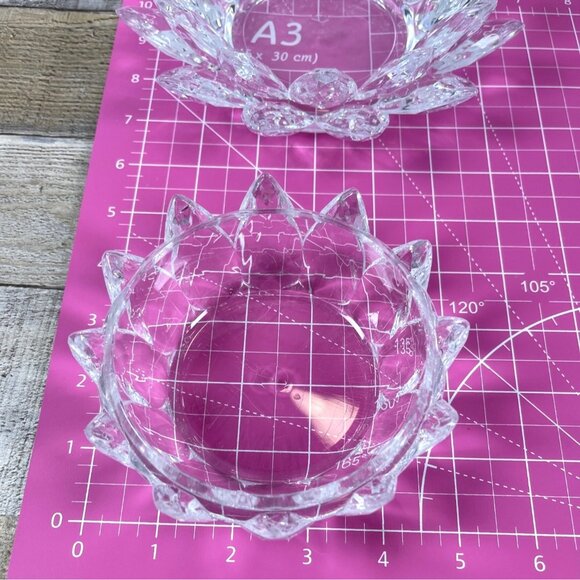 MCM Lucite Acrylic Lotus Flower Set 3 Holiday Nesting Serving Bowls Dishes VTG - Picture 9 of 15